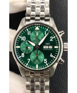 IWC Pilot Chronograph Edition Cadran Vert dans un boîtier en acier 904L Montre Réplique 1:1