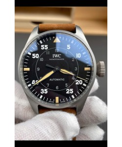 IWC Super Clone Spitfire Cadran noir Titane Réplique suisse 