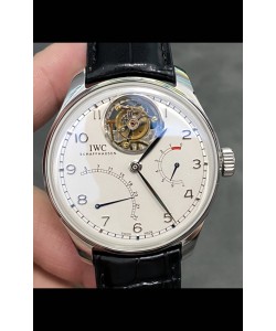 IWC Portuguese Mouvement tourbillon suisse authentique Montre en acier Cadran blanc