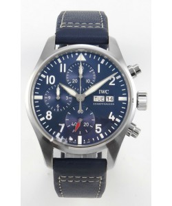 IWC Super Clone Pilot Chronograph Edition Cadran bleu Cuir Réplique suisse 