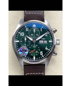 IWC Super Clone Pilot Chronograph Edition Cadran vert Cuir Réplique suisse 