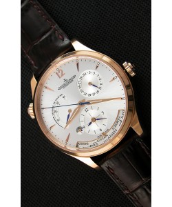 Montre Jaeger LeCoultre Master Geographic Suisse Réplique Boîtier de réserve de batterie en acier rose or , Cadran Blanc 