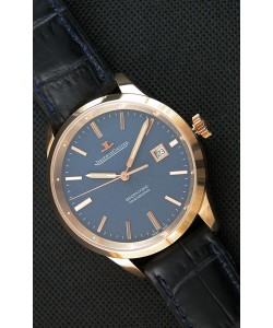 Montre Jaeger LeCoultre Geophysic True Second Suisse Couleur Rose Or , Cadran bleu 