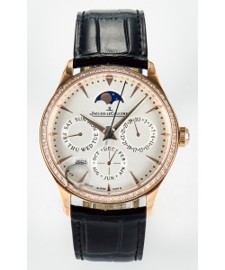 Montre Jaeger LeCoultre Super Clone Master Calendrier perpétuel Ultra-fin Cadran Blanc Lunette Diamants