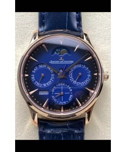 Montre Jaeger LeCoultre Super Clone Master Calendrier Perpétuel Ultrafin Cadran Bleu