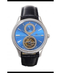 Jaeger LeCoultre Master Ultra-Thin Tourbillon Cadran bleu Boîtier acier inoxydable