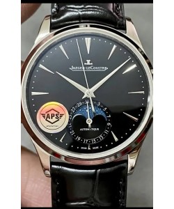 Jaeger LeCoultre Master Ultra Thin Moon Cadran noir 904L Acier Montre Réplique 1:1