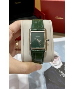 Montre Must De Cartier Tank Edition avec boîtier en acier inoxydable 904L, cadran vert