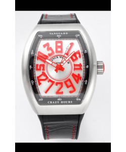 Franck Muller Vanguard Crazy Hours en acier inoxydable - Cadran blanc Réplique Suisse 