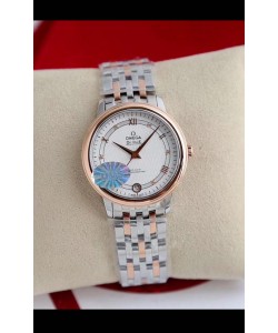 Omega De Ville Montre Suisse Automatique Edition en Or Rose Bicolore Cadran Blanc 
