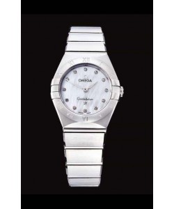 Omega Constellation Ladies Suisse Quartz Réplique 1:1 Miroir - Boîtier acier et cadran nacré 