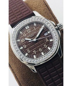 Patek Philippe Aquanaut 5067A Réplique Suisse Cadran Brun en Acier Inoxydable Lunette Diamants 35MM