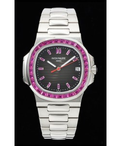 Patek Philippe Nautilus 5711 Cadran Noir Miroir 1:1 Réplique Suisse en Acier 904L avec Lunette Rubis