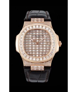 Patek Philippe Nautilus 5711/R Réplique Suisse Réplique Miroir 1:1 avec boîtier en or rose et diamants