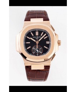 Patek Philippe Nautilus 5980/1R-001 Or Rose, boîtier en acier 904L, cadran noir - Réplique Miroir 1:1