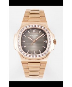 Patek Philippe Nautilus 5711/R Cadran Gris Miroir 1:1 Réplique Suisse en Or Rose 904L Acier 