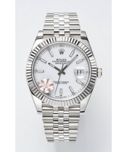 Réplique 1:1 Miroir de la montre suisse Rolex Datejust Cal.3235 en acier 904L 41MM - Cadran blanc 
