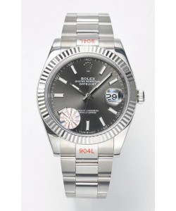 Mouvement Cal.3235 Montre Suisse Rolex Datejust Réplique 1:1 Miroir 904L Acier 41MM - Cadran Gris 