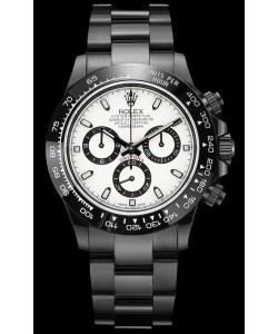 Rolex Daytona Blaken 1:1 Réplique Miroir Suisse Cadran Blanc Mouvement Cal.4130 (AVEC BOÎTE) 