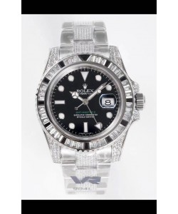 Rolex GMT Masters II Diamants Montre suisse en boîtier 904L - 1:1 qualité miroir