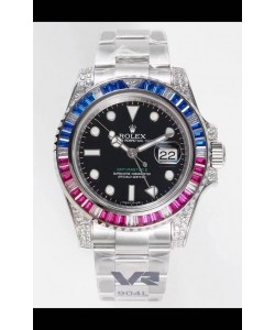 Rolex GMT Masters II Diamants Montre suisse en boîtier 904L - 1:1 Qualité Miroir