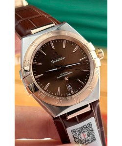 Omega Co-Axial Constellation 39MM Cadran en or rose bicolore brun Réplique miroir 1:1