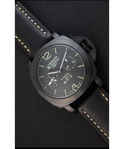 Montre Panerai Luminor GMT Japonnaise 8 Jours de réserve de batterie Boîtier en PVD Répliquée