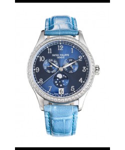 Patek Philippe Complications 4948G Quantième Annuel Phase de Lune Cadran Bleu Or Blanc Réplique Suisse 