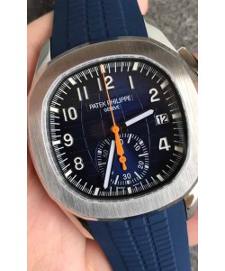 Patek Philippe Aquanaut 5968 Chronograph avec boîtier en acier Montre à cadran bleu avec mouvement automatique suisse