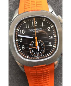 Patek Philippe Aquanaut 5968 Chronograph Boîtier acier Montre bracelet orange en mouvement automatique suisse