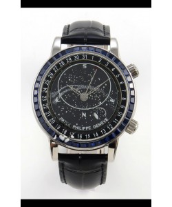 Patek Philippe Grand Complications 6102 Cadran noir Diamants bleus Réplique suisse