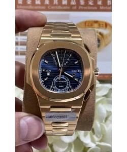 Patek Philippe Nautilus 5990R Or rose sur boîtier en acier 904L avec cadran bleu - Réplique miroir 1:1