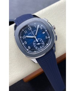 Réplique de montre Patek Philippe Aquanaut Super Clone 5968 Chronographe avec boîtier en acier et cadran bleu