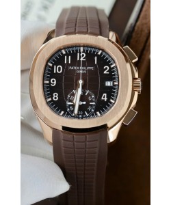Patek Philippe Aquanaut Super Clone 5968 Chronographe avec boîtier en or rose et cadran marron