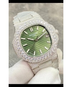 Patek Philippe Super Clone Nautilus 5711/1A-014 Édition sertie de diamants Cadran vert