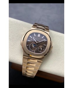 Patek Philippe Super Clone Nautilus 5712/R Montre de qualité 1:1 avec cadran marron et bracelet or