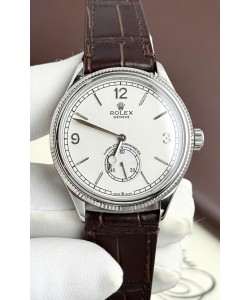 Réplique de montre Rolex 1908 Perpetuelle à mouvement suisse, boîtier en acier et cadran blanc