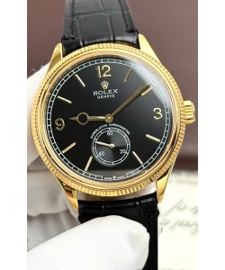 Réplique de montre Rolex 1908 Perpetuelle à mouvement suisse, boîtier en or rose et cadran noir