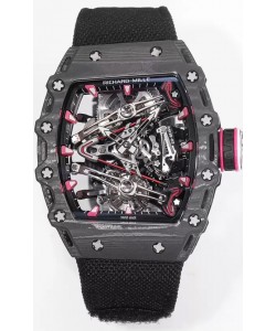 Richard Mille RM38-02 Boîtier carbone Bubba Watson Noir Nylon Mouvement Tourbillon Réplique miroir 1:1 