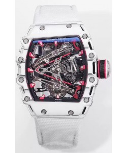 Richard Mille RM38-02 Boitier carbone Bubba Watson Mouvement Tourbillon Nylon Blanc Réplique miroir à l'échelle 1:1
