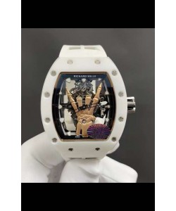 Richard Mille RM66 Flying Tourbillon Véritable Céramique Blanche Bracelet Blanc Superclone Replique Montre 