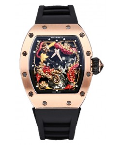 Montre Richard Mille RM057 en or rose avec cadran en forme de dragon et mouvement automatique suisse