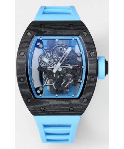 Montre Richard Mille RM055 Boîtier Carbone Noir Caoutchouc Bleu 1:1 Superclone Tourbillon Authentique 