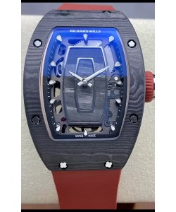 Richard Mille RM07 Boîtier carbone noir Bracelet rouge Superclone 1:1 Montre Suisse Réplique 