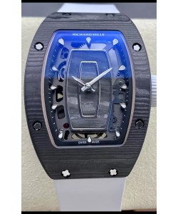 Richard Mille RM07 Boîtier noir en carbone Bracelet blanc Superclone 1:1 Montre Suisse Réplique 