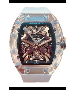 Richard Mille RM047 Samurai Véritable Montre Tourbillon Boîtier saphir -bracelet blanc
