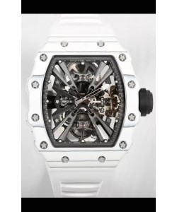 Richard Mille RM12-01 Montre réplique 1:1 à mouvement tourbillon authentique avec boîtier en fibre de carbone blanc