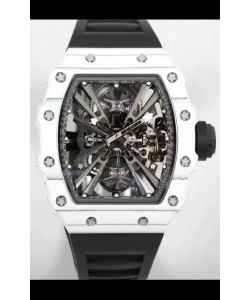 Richard Mille RM12-01 Montre réplique 1:1 du mouvement tourbillon authentique avec boîtier en fibre de carbone blanc