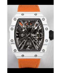 Richard Mille RM12-01 Montre réplique 1:1 du mouvement tourbillon authentique avec boîtier en fibre de carbone blanc