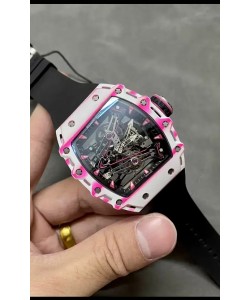 Richard Mille RM38-02 Montre réplique Bubba Watson en fibre de carbone blanche Mouvement Tourbillon Véritable 1:1